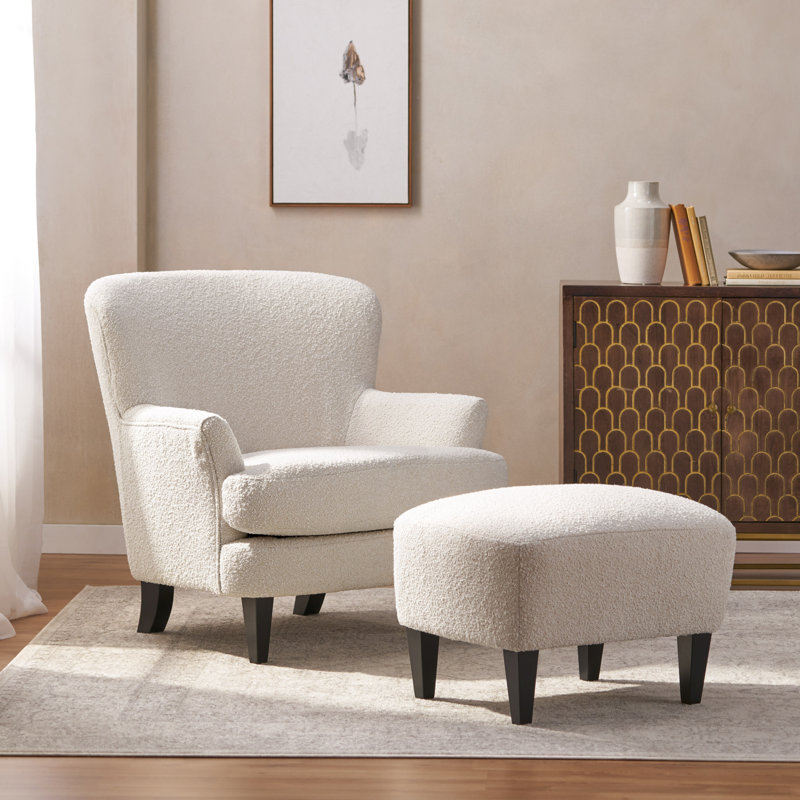 Kamiyla 33'' Wide Armchair and Ottoman, Almond, No