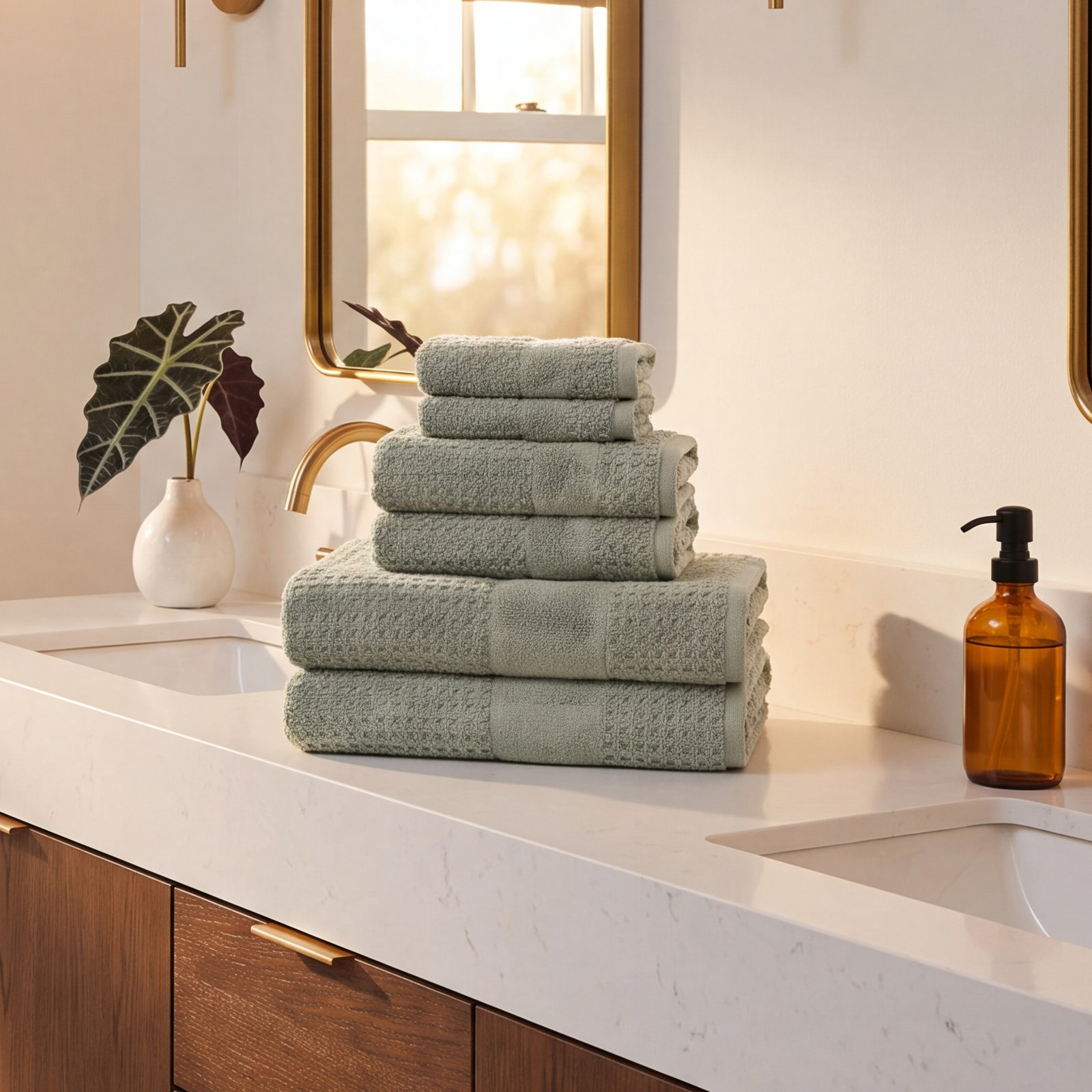 Devon 6-Piece Turkish Cotton Towel Set, Misty Sage