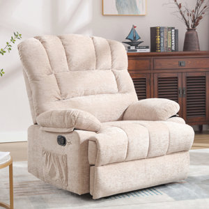 Holleman 42.1'' Upholstered Chenille Recliner Pillow Armrest with Phone Holder