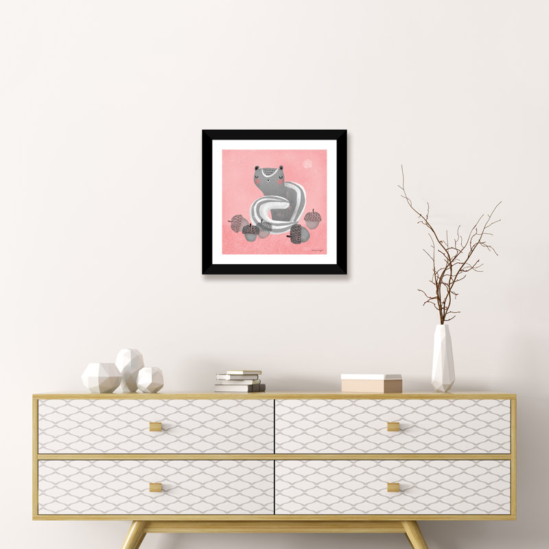 «Chipmunk Dream» par Terry Runyan - impression, H 16 po x l 16 po x p 1 po, Papier encadré noir, Blanc