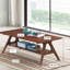 Table basse avec tablette, look moderne de style Mid-Century, tablette en bois d'hévéa avec finition noyer