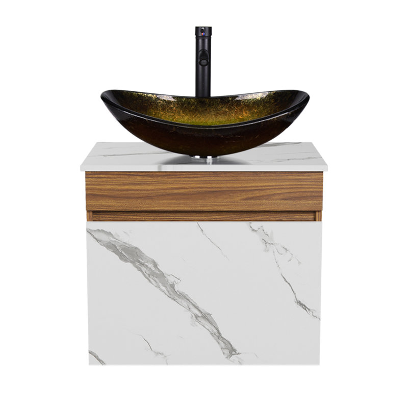 Meuble-lavabo autoportant avec lavabo, Laiton, Noir, noir, noir, noir