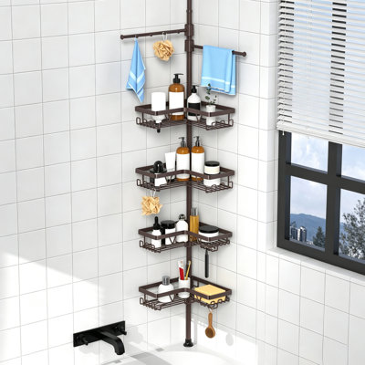 Coin de support de douche antirouille pour salle de bain, organisateur de coin de salle de bain réglable