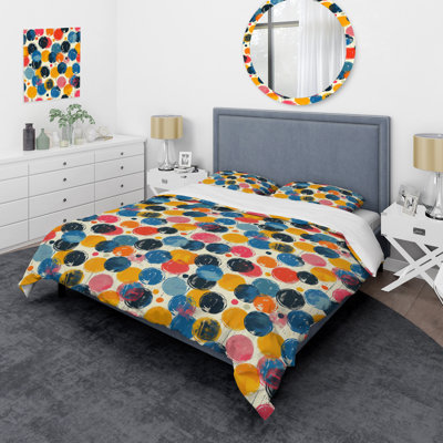 Ensemble de housse de couette à pois orange et vert I - pois