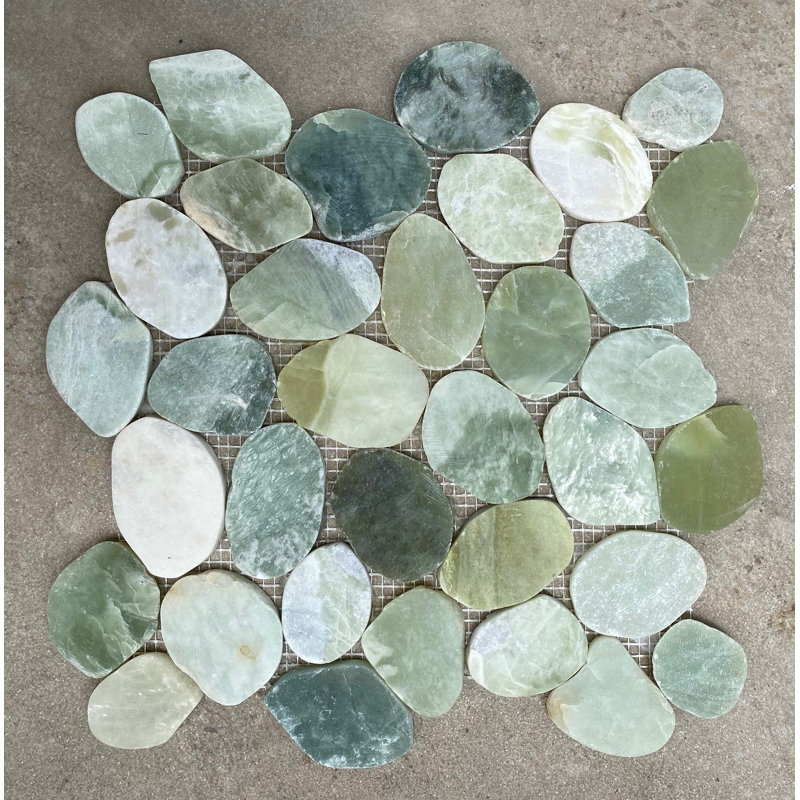 Mosaïque de galets vert vert 12 po x 12 po