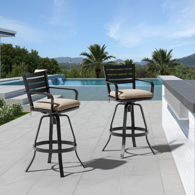 Pua 29.6'' Swivel Aluminum Outdoor Bar Stool with Sunbrella Cushion