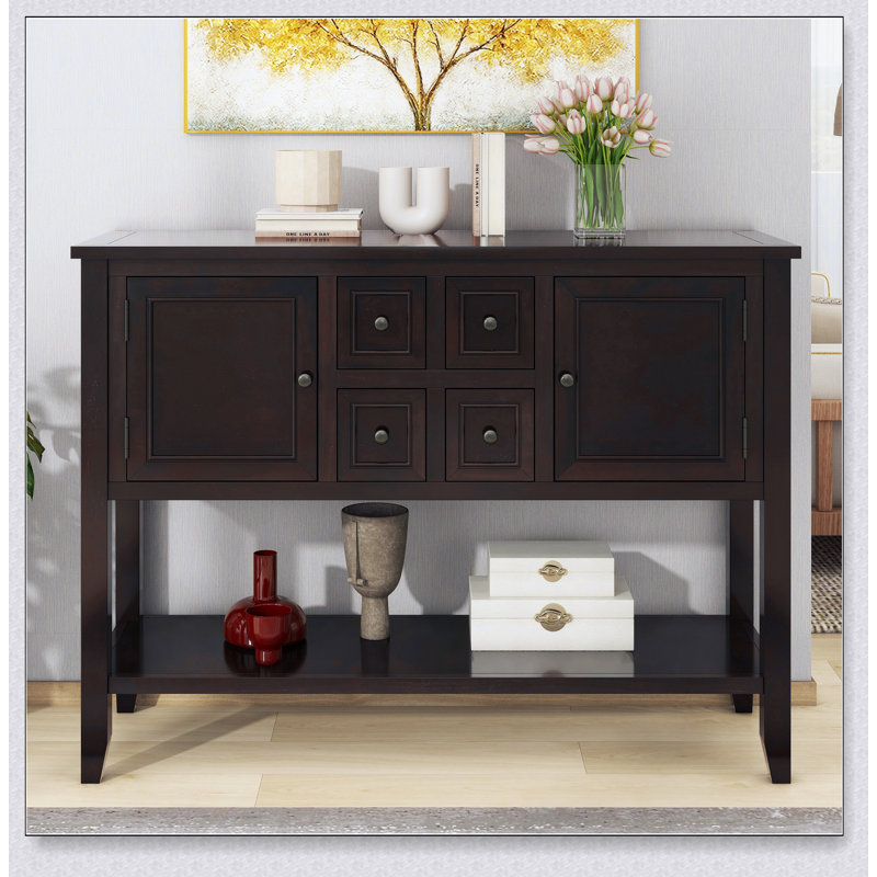 Grande console de rangement rétro avec quatre petits tiroirs Cambridge Series, parfaite pour un décor élégant et fonctionnel.
