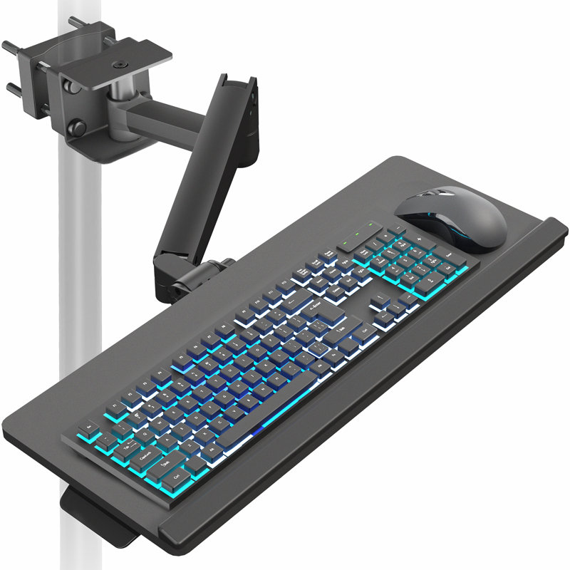VIVO 24” Pneumatic Pole Mounted Keyboard Tray, Full Motion, Height Adjustable
