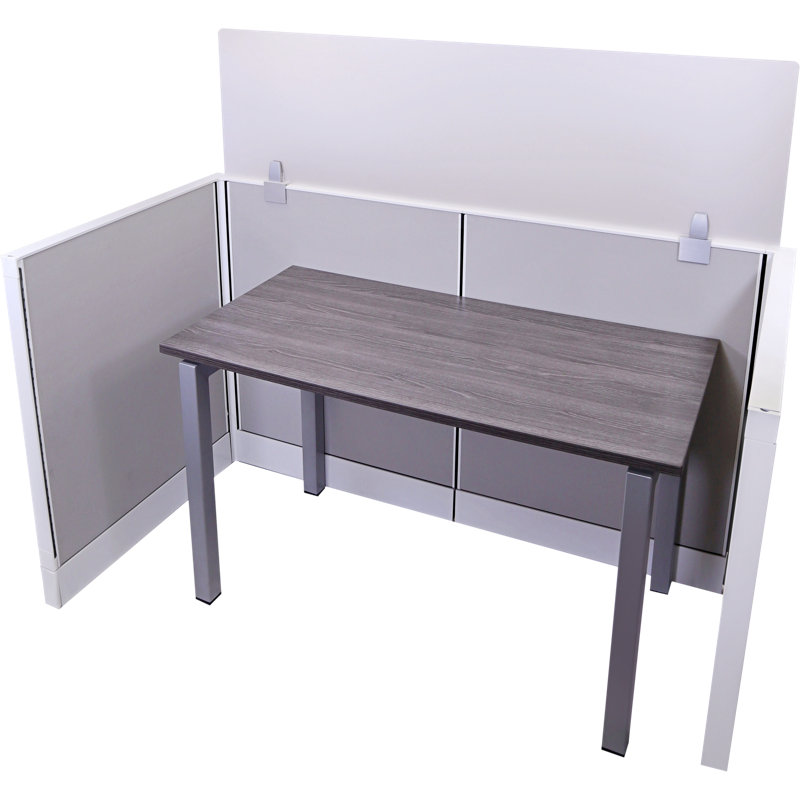 Panneau d'intimité en acrylique avec petits supports, Gelé, Aluminium, H 12 po x l 60 po x P 0,63 po