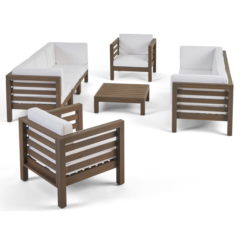 Chesterbrook Acacia 8 - Person Patio Conversation Set with Cushions, White