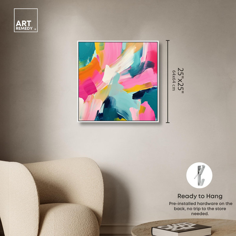 Lucid Layers, reproduction d'art moderne sur toile par Art Remedy, Cadre flottant blanc, H 25 po x l 25 po x P 1,8 po
