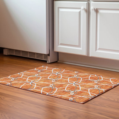 Premium Machine Washable Prisco Orange Rug