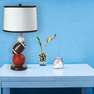 24.5"H MULTI-SPORT TABLE LAMP (1PC/CTN), White Fabric Shade With Brown Lining, Table Lamp