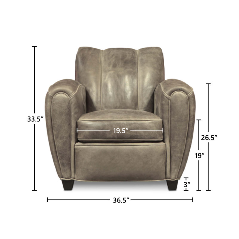 Manon 36.5" Wide Genuine Leather Armchair, Desert (Longhorn), Espresso