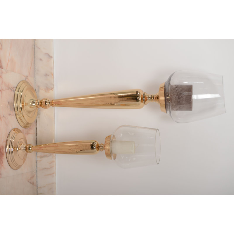 Glass Floor Hurricane, 79cm H x 20cm W x 20cm D
