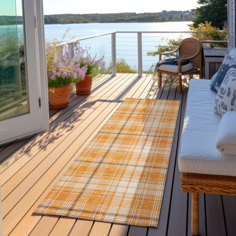  Tapis beige intérieur / extérieur lavable à la machine Chayden ACN993, Tapis de couloir 2 pi 3 po x 7 pi 6 po