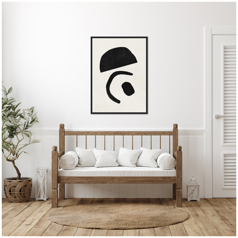 «Black Geometric Abstract 3» par juillet, reproduction d'art sur toile encadrée, Noir