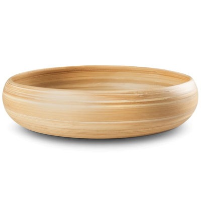 12" Handmade Natural Bamboo Wooden Fruit Bowl