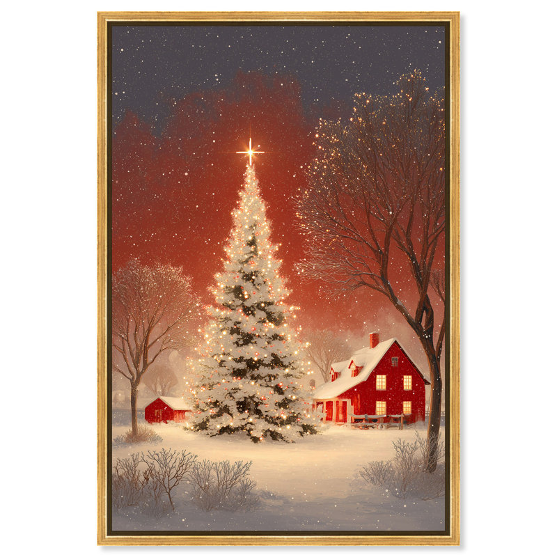 Décoration murale de Noël Winter Art Glow par Art Remedy, cadre noir, 10 x 15, H 31 po x l 21 po, Cadre doré