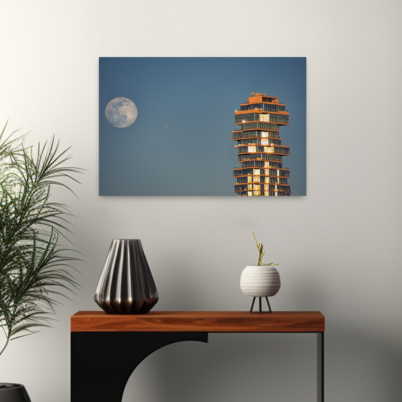 Contemporary Art Modern Abstract Contemporary Architecture City Wall Art 1 Piece Wrapped Canvas Wall Art