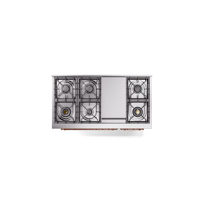 ILVE Nostalgie II 48 Dual Fuel Range , Antique White/Copper, Natural Gas