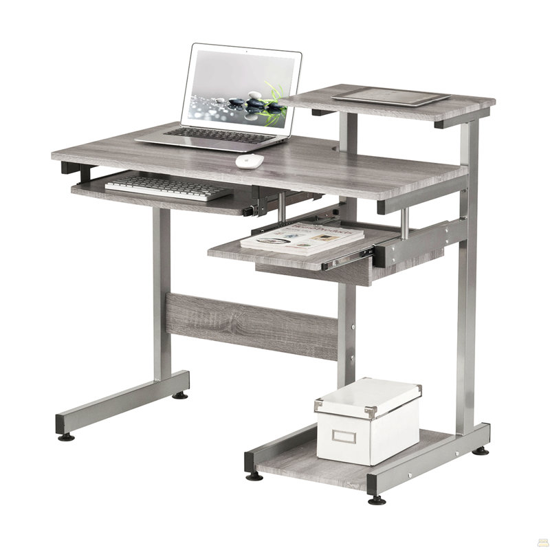 Bureau d'ordinateur complet, gris