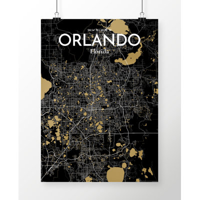 « orlando city map », reproduction d’impression sur affiche en luxe