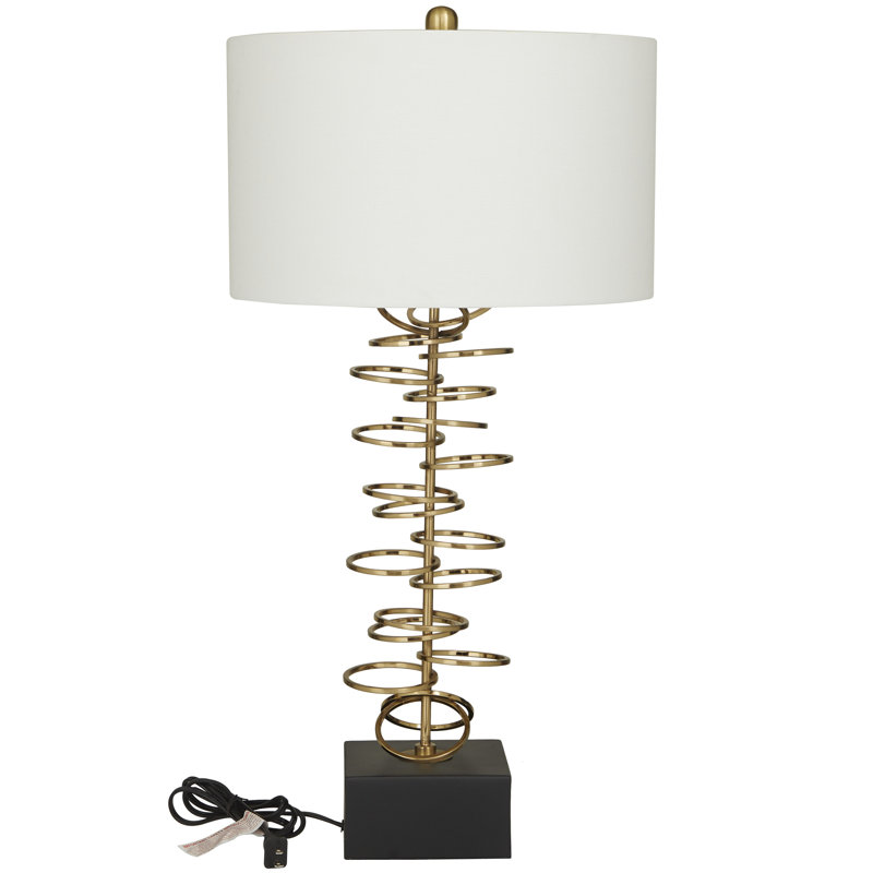 Metal Gold Stacked Ring Gold Table Lamp with Drum Shade