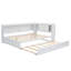 Lit de jour en bois pleine grandeur avec tablettes de rangement, USB, DEL et lit gigogne, blanc