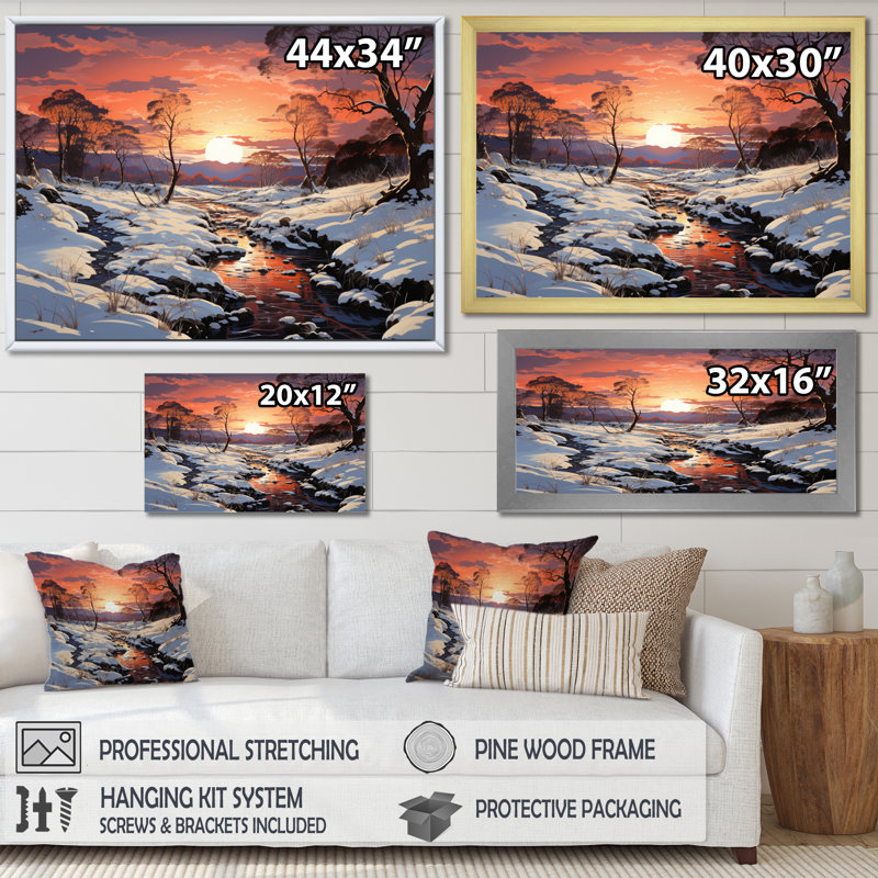 «Winter Winter Dusk», impression d'art sur toile, H 12 po x l 20 po x P 1 po, Toile tendue