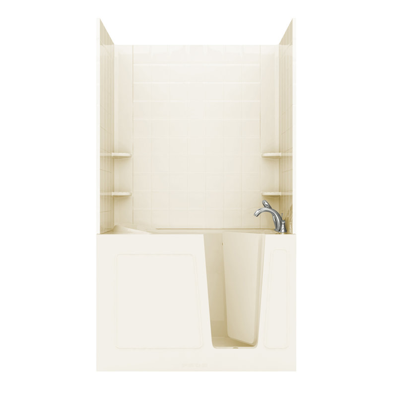 Buena Vista 53.8'' x 31'' Acrylic Bathtub with Faucet, Biscuit, Right