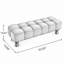 Banc rembourré ottoman bleu de 159 cm (62,6 po), structure en contreplaqué et bois d'hévéa, à placer au pied du lit, supporte jusqu'à 159 kg (350 lb)