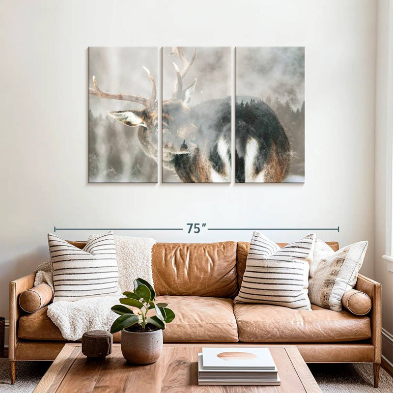 Winter Forest Deer, 36" H x 57" W