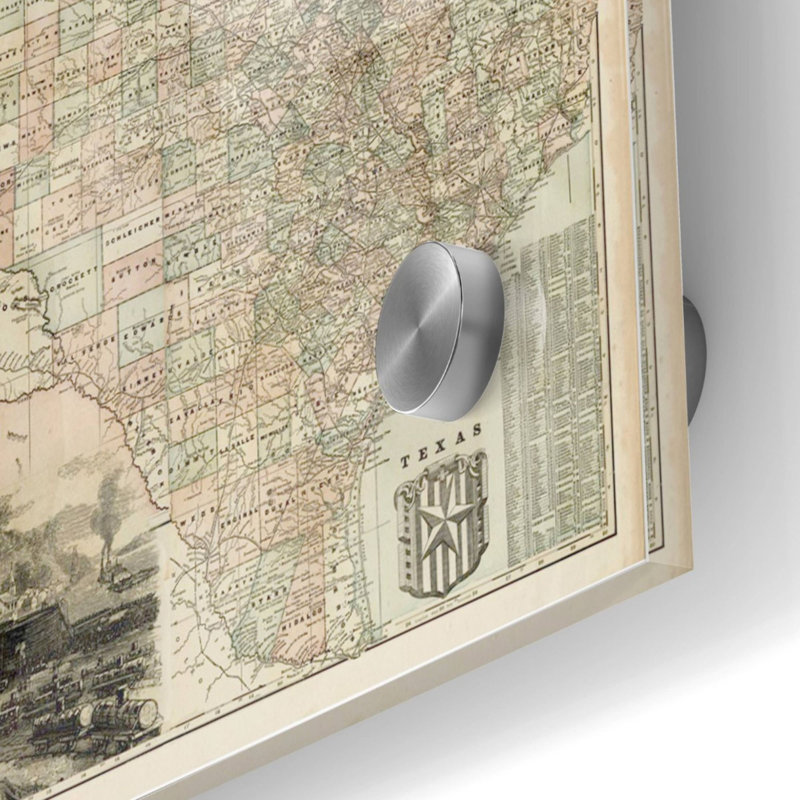 «Map of Texas» par Vision Studio, art mural en verre acrylique, H 24 po x l 24 po