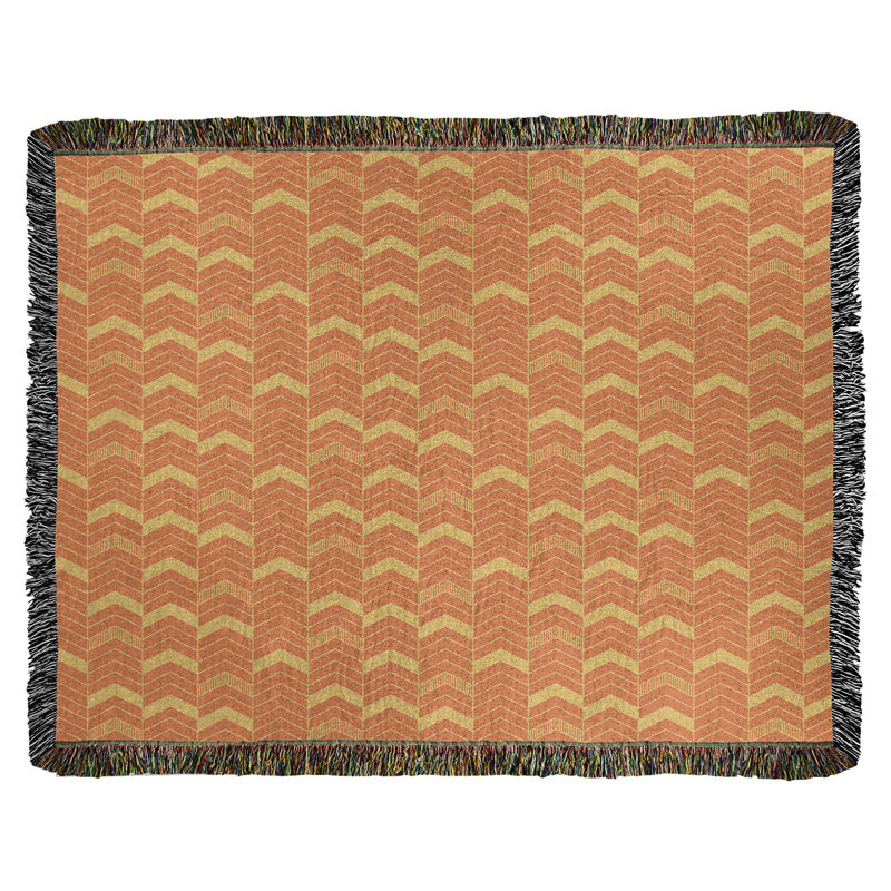 Couverture en coton tissé Rhonda, l 37 po x L 52 po, Orange / Jaune