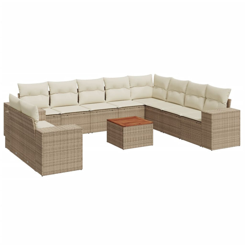  Ensemble de canapé de jardin beige, Beige, Blanc, crème