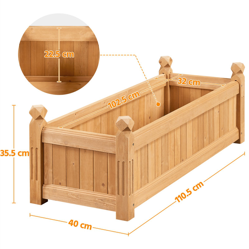 Wood Raised Garden Bed, 35.5cm H x 110.5cm W x 40cm D