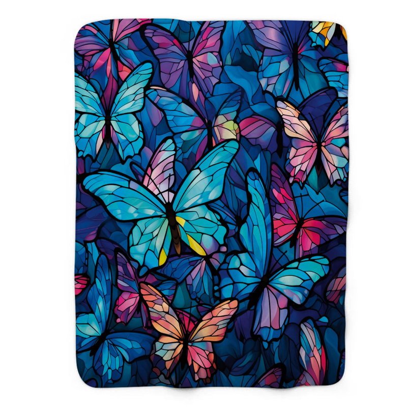 Motif de papillon teint - 1 pièce Sherpa Premium, Grand lit