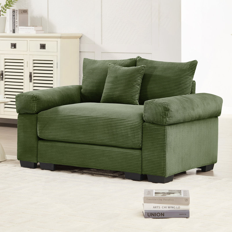 Canapé d'angle modulaire Cloud surdimensionné de 138 cm (54,3 po), accoudoirs extra-épais, coussins à haute résilience, design ergonomique, tissu en velours côtelé doux de qualité supérieure, assemblage facile pour le salon ou le bureau