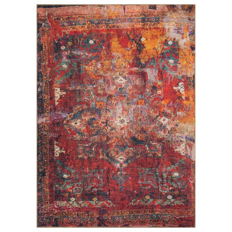 Luxurious Machine Washable Area Rug, 4.9 x 7.5 Feet, 100% Polyester, 1850 g/m², Pile Height: 0.2 inches | Eco-Friendly Recycled Poly Cotton Backing | Perfect for Living Room & Bedroom, Soft and Durable Design