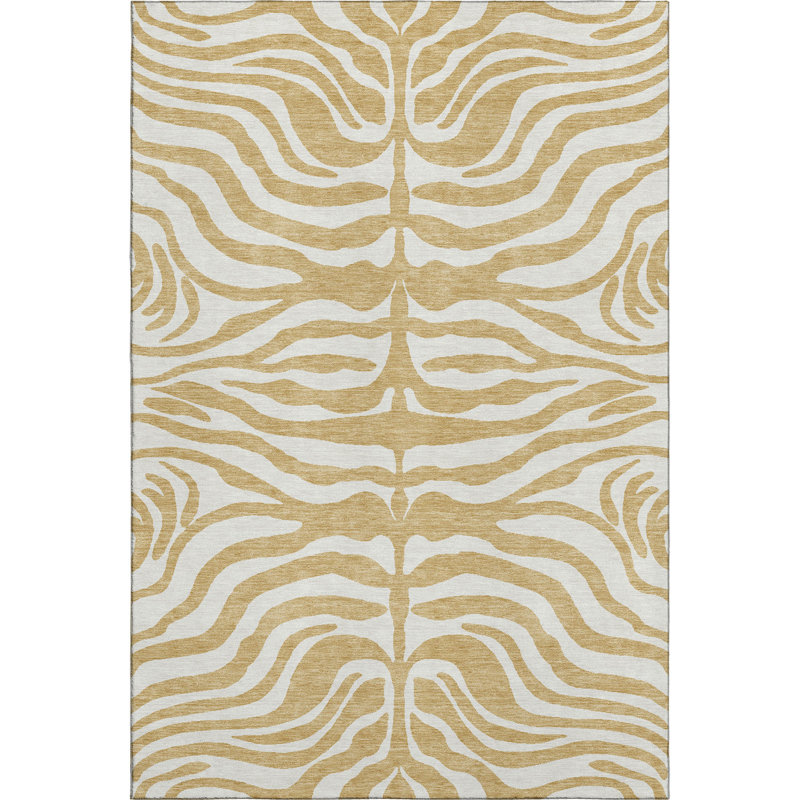 Tapis à imprimé animal de qualité supérieure lavable à la machine Kian AMF1042, Rectangle 5 pi x 7 pi 6 po