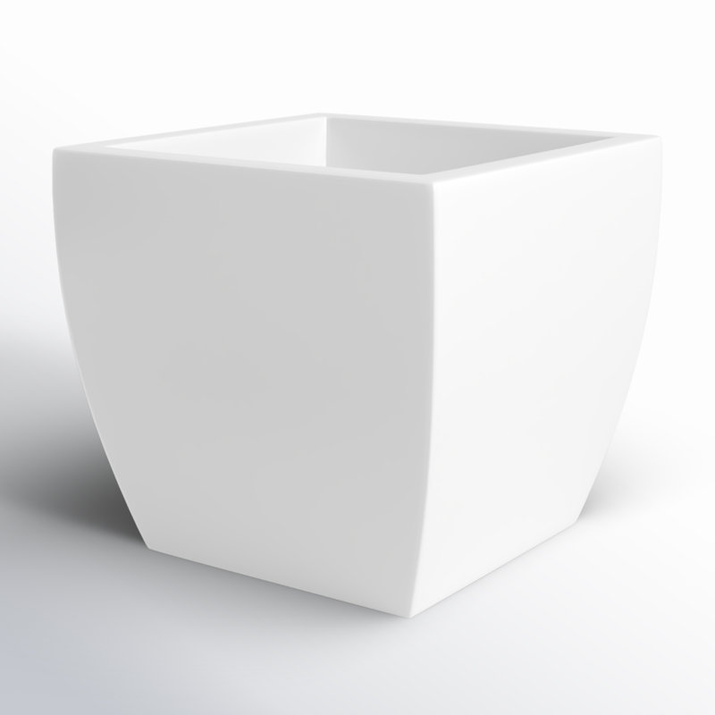 Alexy Pacifica Square Curved Planter Box, 14.5" H x 16" W x 16" D, White