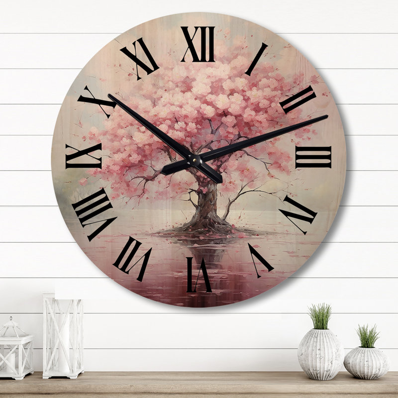 Horloge murale surdimensionnée en bois rose, Grand