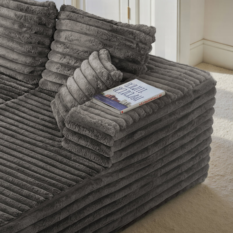 Canapé 2 pièces avec coussin Kustas Boneless, Grey Corduroy