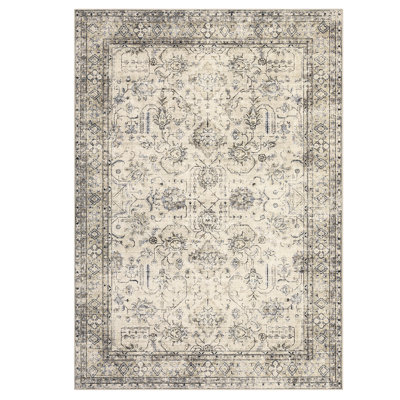 Vintage Machine Washable Rug for Living Room  Non Slip Non Shedding Floor Cover  Low Pile Carpet Foldable Floral Print Soft Mat for Nursery Bedroom Office