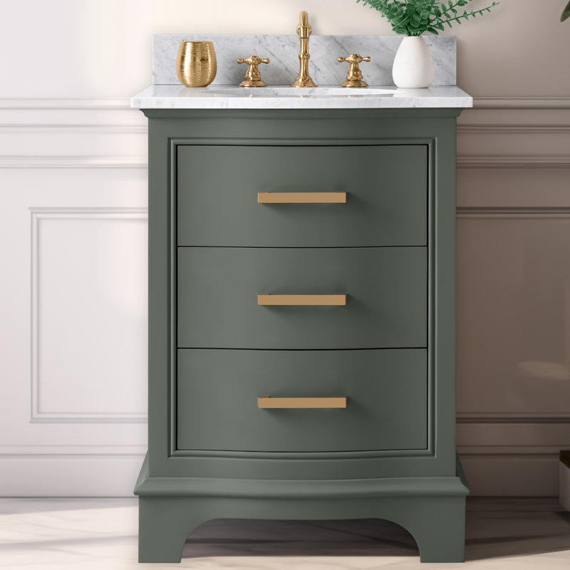 Ensemble de meuble-lavabo simple 24 po Goleta, Vert rétro / or brossé