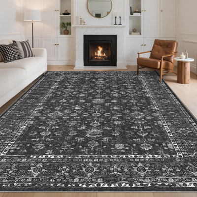 Floral Machine Printed Area Rug