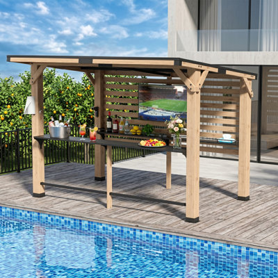 Pavillon de jardin en bois 8 pi x 10 pi avec barre et repose-pieds