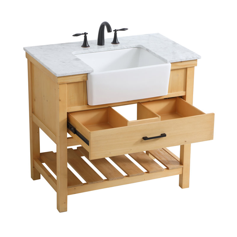 Ensemble de meuble-lavabo simple 36 po Booneville, Bois naturel