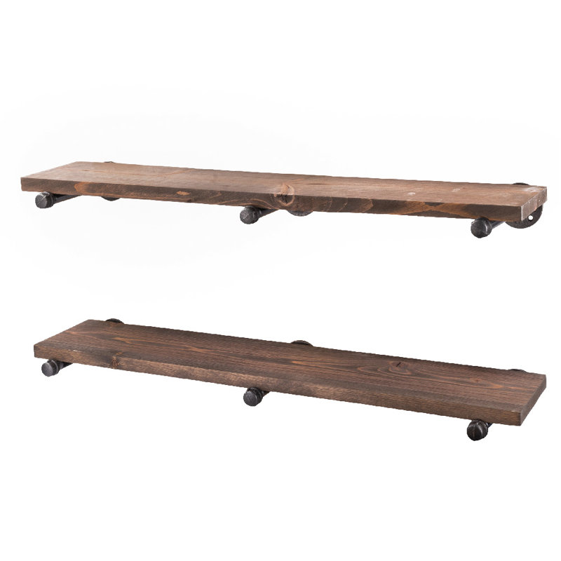 Pingree 2 Piece Solid Wood Floating Shelf, Sunset Brown